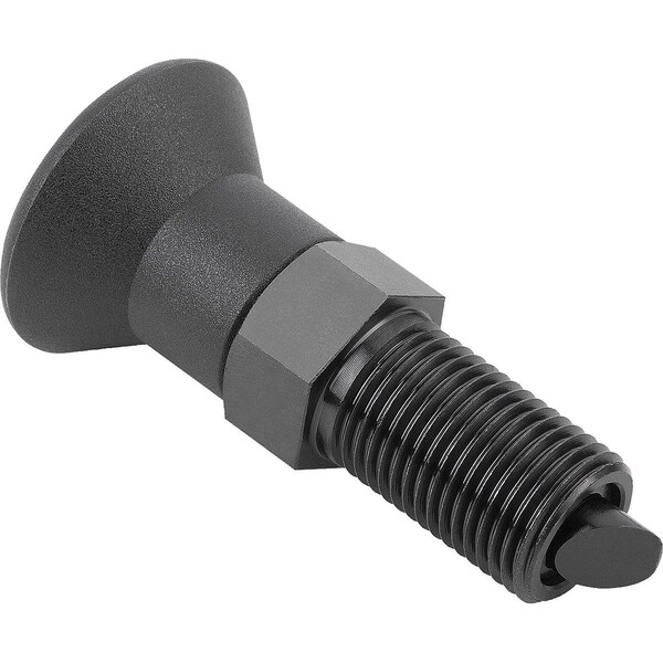 Indexing Plunger W Rotation Lock Size:2 D1=M12, D=6, Form:A, Steel Blk Oxidized, Comp: Plastic, Blk